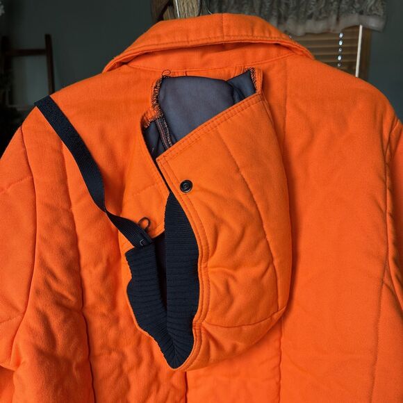 VTG SafTBak Blaze Orange Hunting Shooting Outdoor Jacket Made In USA Mens LARGE - Picture 9 of 9